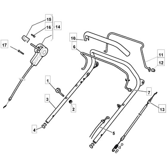 5365 TRHV - 2010 - 291597033/MFR - Mountfield Rotary Mower Upper Handle Diagram