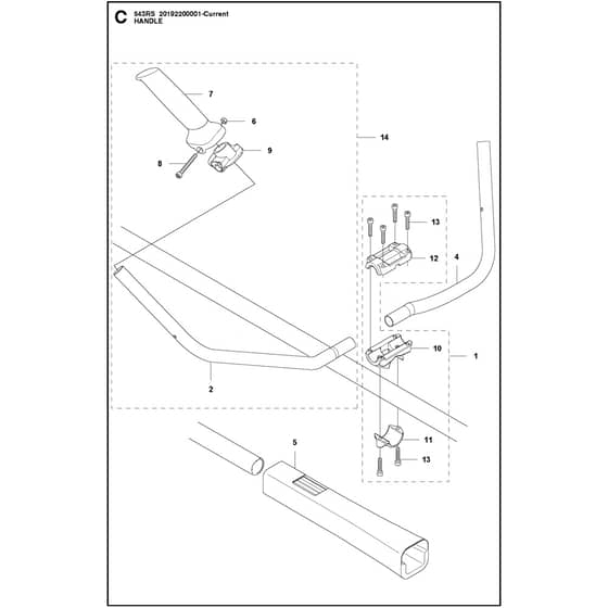 Husqvarna 543RS - 966779901 - Handle 01
