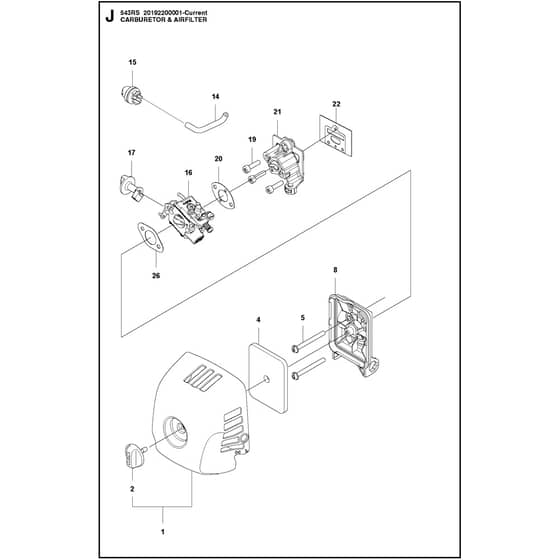 Husqvarna 543RS - 966779901 - Carburetor And Air Filter 01