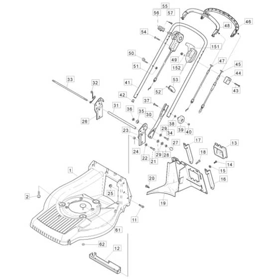 550 R ES - 2005 - 12-9798-80 - Mountfield Rotary Mower Handle Diagram