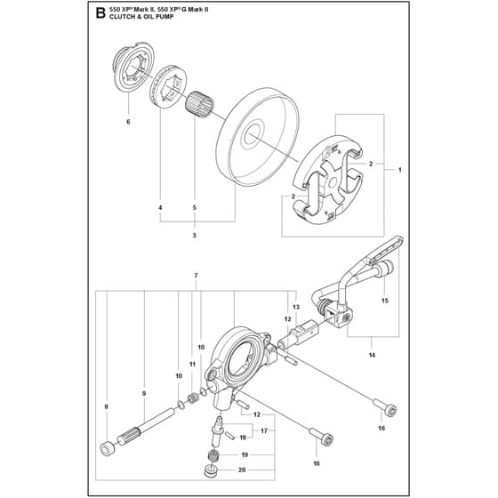 Husqvarna 550 XP G Mark II - 967690915 - Clutch And Oil Pump