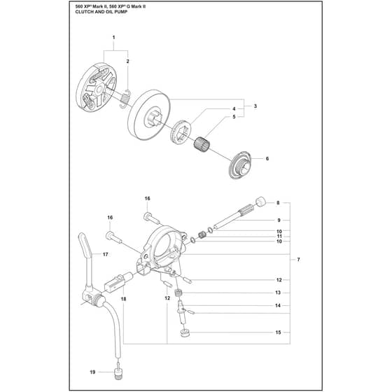 Husqvarna 560 XP Mark II - 970657015 - Clutch And Oil Pump