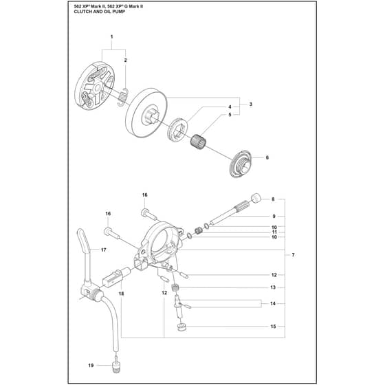 Husqvarna 562 XP Mark II - 970663518 - Clutch And Oil Pump