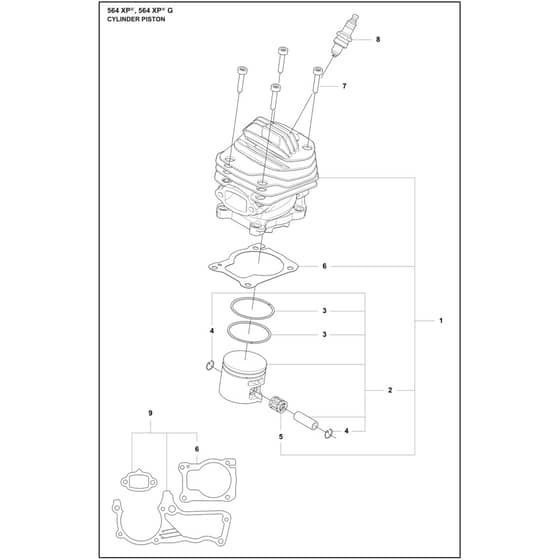 Husqvarna 564 XP - 970711418 - Cylinder Piston