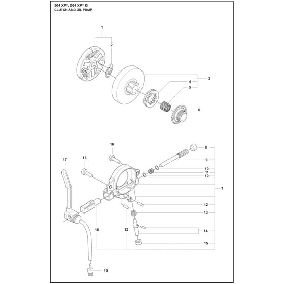 Husqvarna 564 XP G - 970711620 - Clutch And Oil Pump