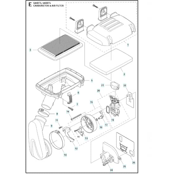 Husqvarna 580 BFS - 2011-05 - Carburetor / Air Filter