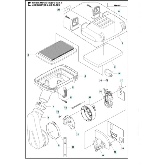 Husqvarna 580BFS Mark II – 580BTS Mark II - Carburetor / Air Filter