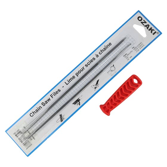 Genuine Ozaki 7/32" (5.5mm) Chainsaw Chain File, Pack of 2 & Handle