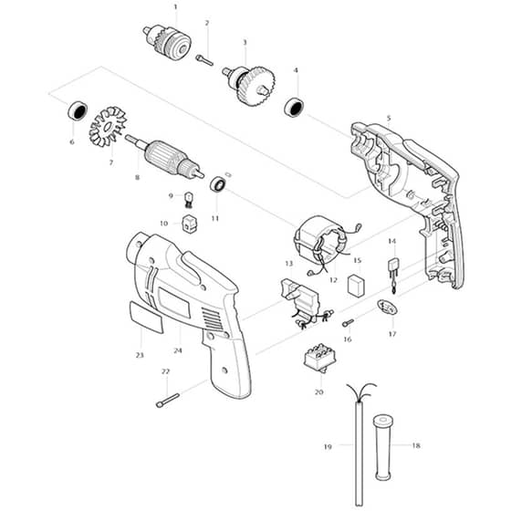 Makita 6010BVR - Drill 10mm - Power Tool Diagram