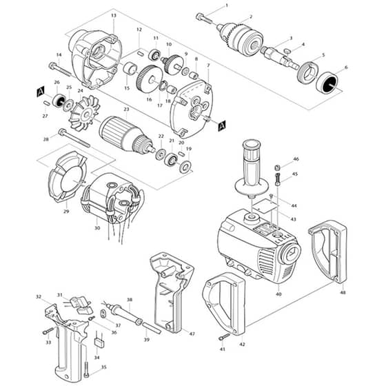 Makita 6013BR - Drill 13mm - Power Tool Diagram