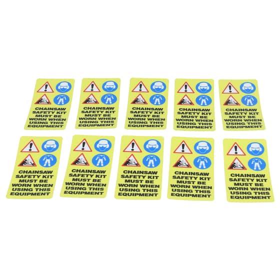 Chainsaw Safety Stickers, Pack of 10