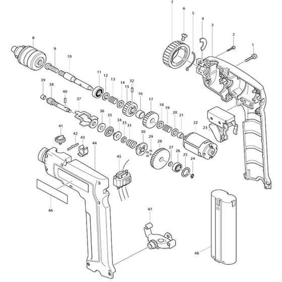 Makita 6093D - Cordless Driver Drill - Power Tool Diagram