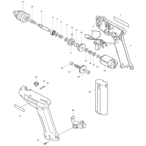 Makita 6172D - Cordless Driver Drill - Power Tool Diagram