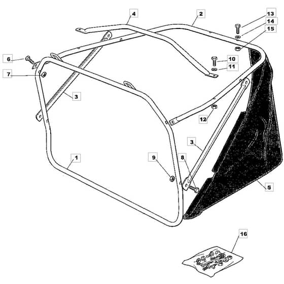 625M - 2004 - 13-2659-14 - Mountfield Ride On Mower Grasscatcher Diagram