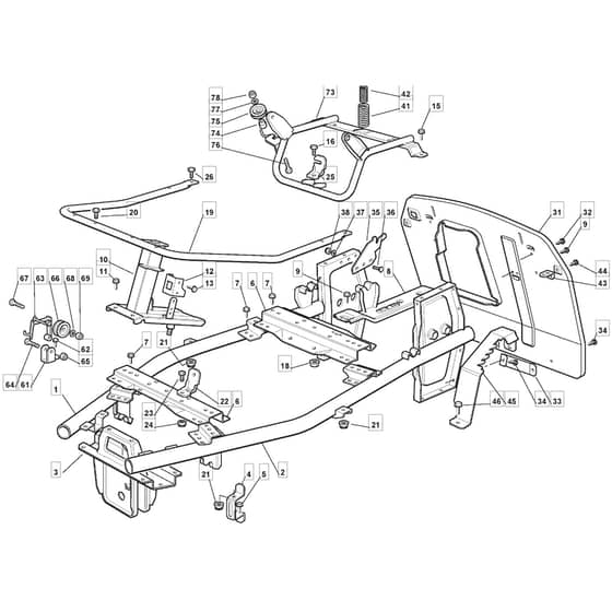 625M - 2003-2006 - 299970613/MOU - Mountfield Ride On Mower Frame Diagram
