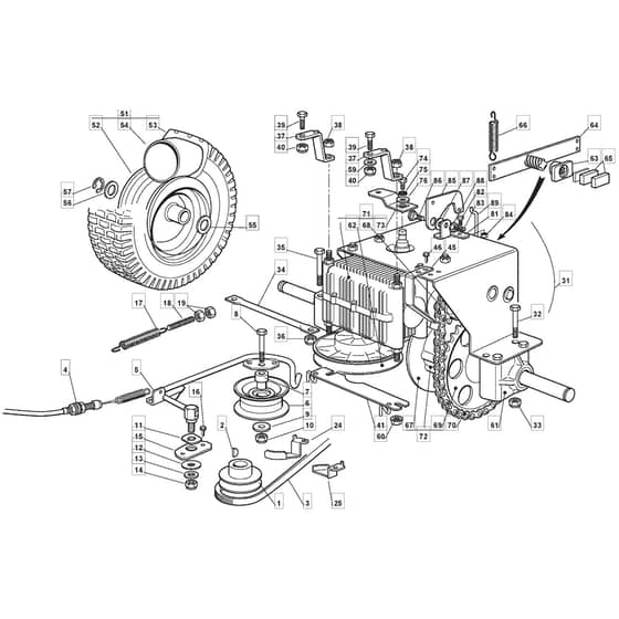 625M - 2003-2006 - 299970613/MOU - Mountfield Ride On Mower Transmission Diagram