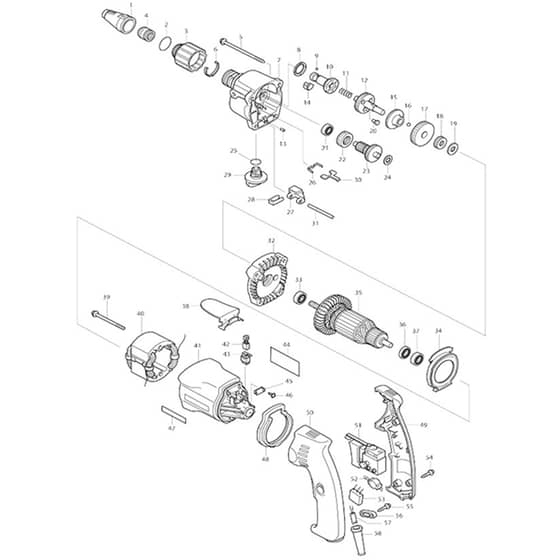 Makita 6807 - 2-Speed Screw Driver - Power Tool Diagram
