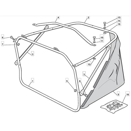 725M - 2007 - 13-2649-17 - Mountfield Ride On Mower Grasscatcher Diagram