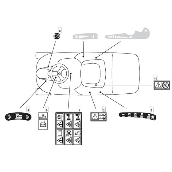725M - 2007 - 13-2649-17 - Mountfield Ride On Mower Labels Diagram