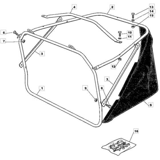 725M - 2002 - 13-2657-12 - Mountfield Ride On Mower Grasscatcher Diagram