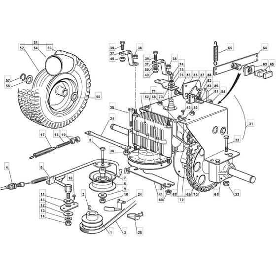 725M - 2007 - 299971583/ME7 - Mountfield Ride On Mower Transmission Diagram