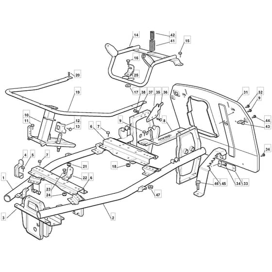 725M - 2003-2006 - 299971633/MOU - Mountfield Ride On Mower Frame Diagram