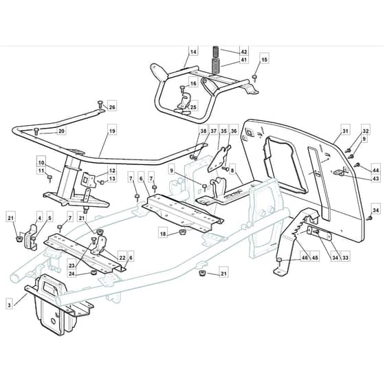 725M - 2009 - 2T0112483/UM9 - Mountfield Ride On Mower Frame Diagram