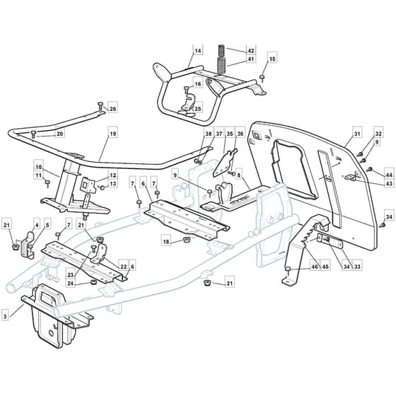 725M - 2009 - 2T0114483/UM9 - Mountfield Ride On Mower Frame Diagram