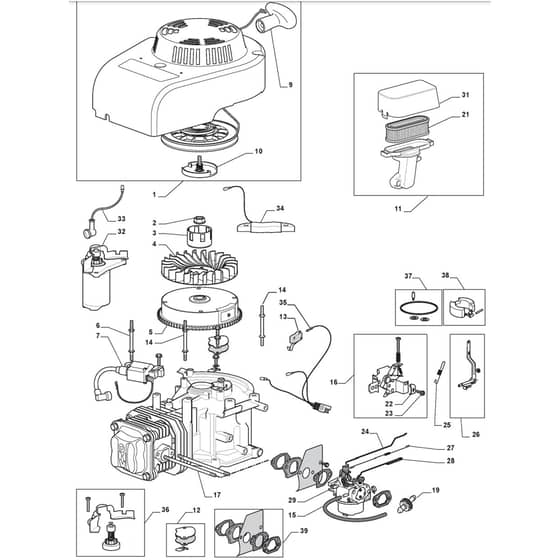 725M - 2009 - 2T0114483/UM9 - Mountfield Ride On Mower WBE0704 Engine Diagram