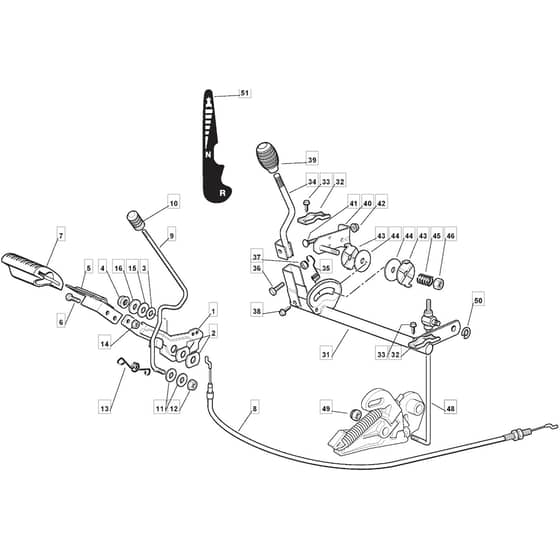 725V - 2009 - 2T0312483/UM9 - Mountfield Ride On Mower Controls Diagram