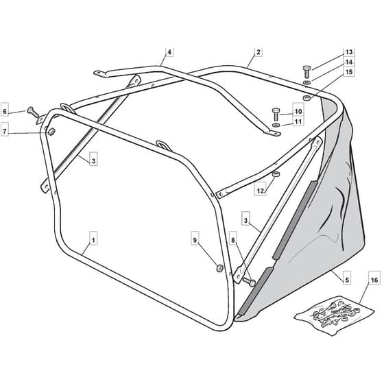 725V - 2009 - 2T0312483/UM9 - Mountfield Ride On Mower Grasscatcher Diagram