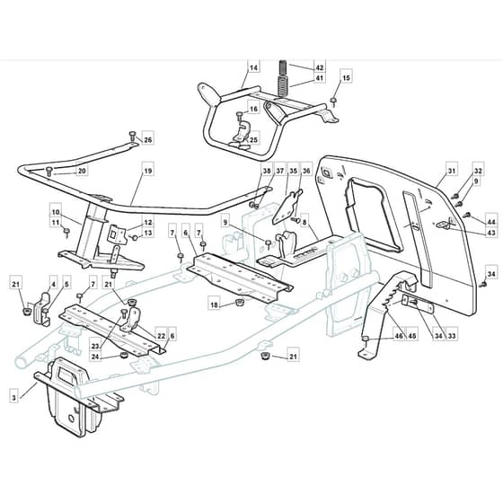 725V - 2011-2013 - 2T0314483/UM9 - Mountfield Ride On Mower Frame Diagram