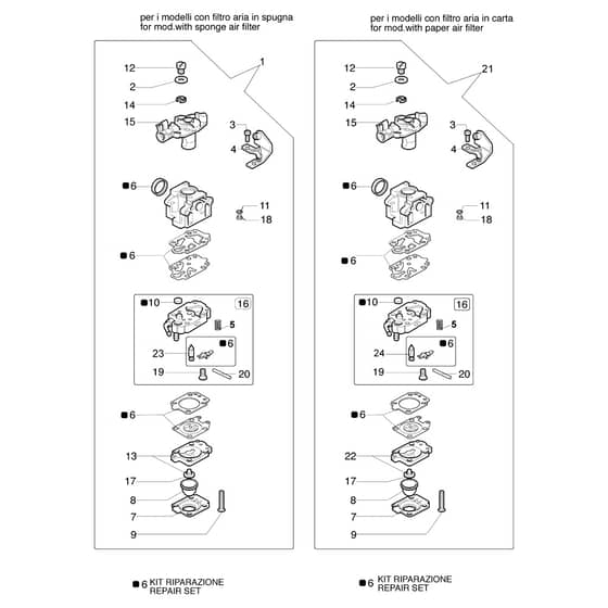 755 MASTER - Oleo-Mac Brushcutter Carburetor WYK-104, WYK-143A Diagram
