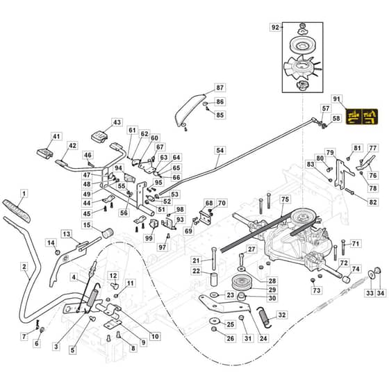 827H - 2013-2015 - 2T0065483/M13 - Mountfield Ride On Mower Transmission Diagram