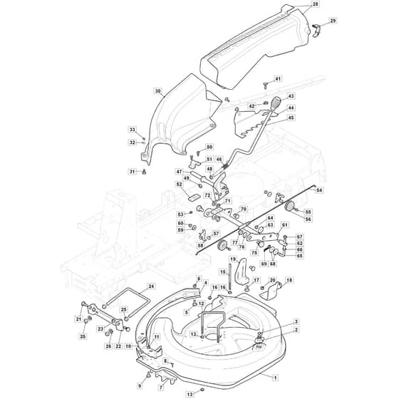 827H - 2016-2023 - 2T0070483/M16 - Mountfield Ride On Mower 66cm Deck Diagram
