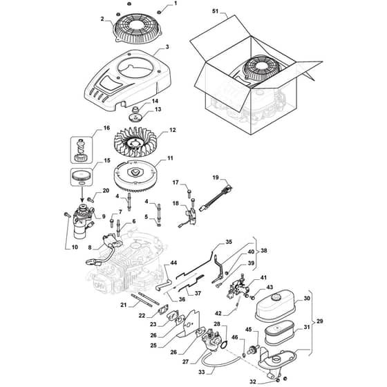 827H - 2016-2023 - 2T0070483/M16 - Mountfield Ride On Mower Engine Assy Diagram