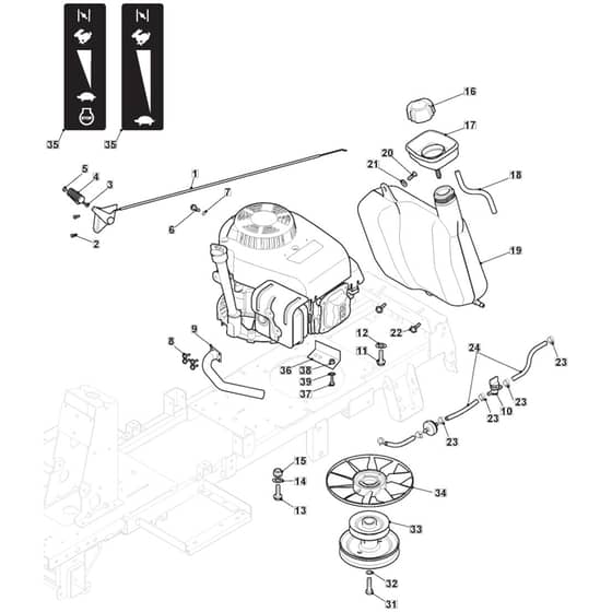 827M - 2013-2015 - 2T0045483/M13 - Mountfield Ride On Mower Engine Diagram