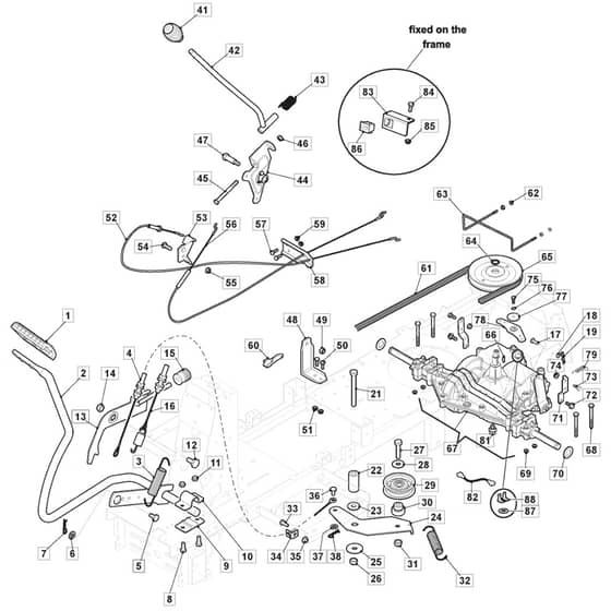 827M - 2018-2021 - 2T0050483/MTF - Mountfield Ride On Mower Transmission Diagram