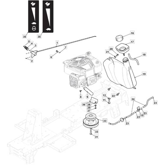 827M - 2023 - 2T0090283/M23 - Mountfield Ride On Mower B&S Engine Diagram