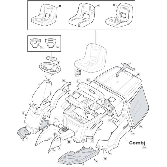 827M - 2023 - 2T0090283/M23 - Mountfield Ride On Mower Body Diagram