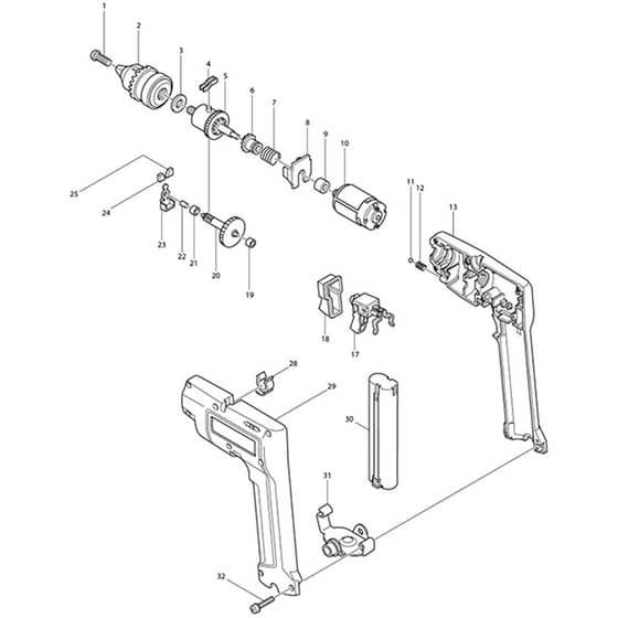Makita 8400D - Cordless Hammer Drill 10mm - Power Tool Diagram