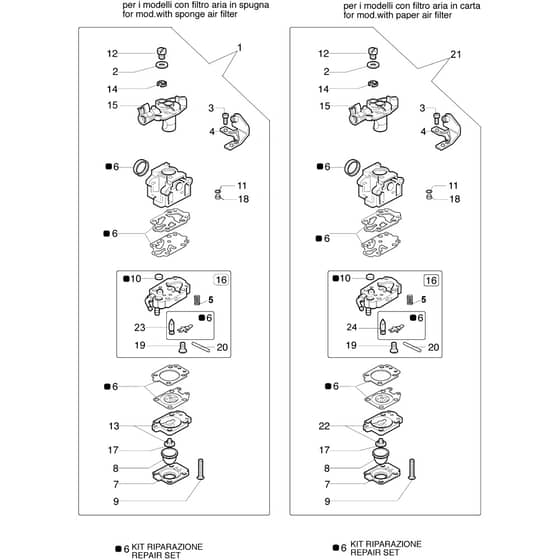 8550 BOSS -  - Efco Brushcutter Carburettor WYK-104, WYK143A Diagram