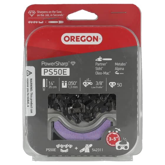 Genuine Oregon PowerSharp 14" Chainsaw Chain & Sharpening Stone - PS50E