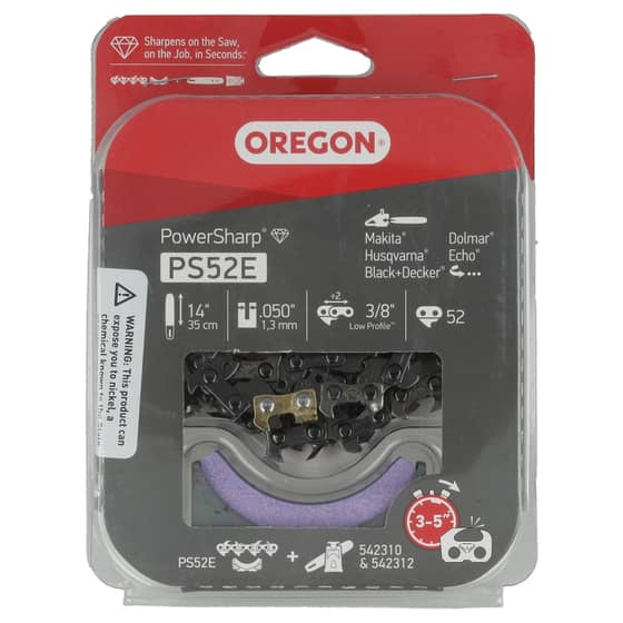 Genuine Oregon PowerSharp 14" Chainsaw Chain & Sharpening Stone - PS52E