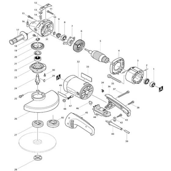 Makita 9027S - Disc Grinder 180mm - Power Tool Diagram