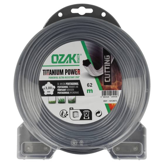Genuine Ozaki Titanium Power 3.0mm x 62m Strimmer Line (5 Point)