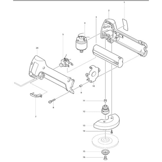 Makita 9500D - Cordless Grinder 100mm - Power Tool Diagram