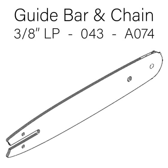 Stihl MS194 T Chainsaw Guide Bar & Chain - 3/8" LP - 050" - A074