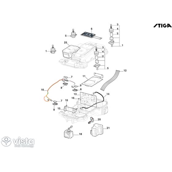 A 25v - 2026 - 2R7113028/UKS - Stiga Robot Mower Electrical Parts, Boards, Sensors and Displays Diagram