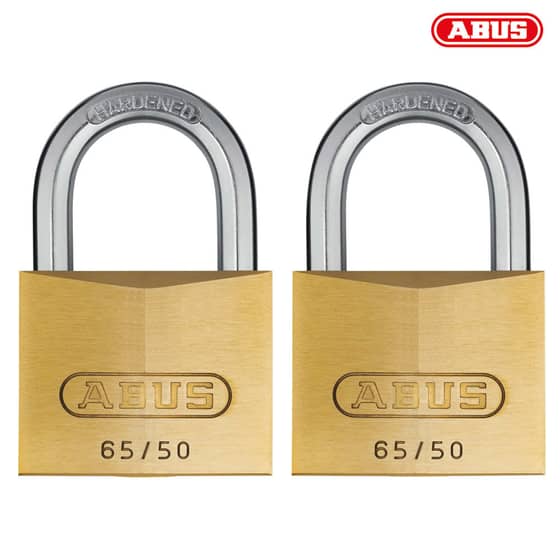 ABUS 65/50 50mm Brass Padlock Twin Pack Carded - 54258